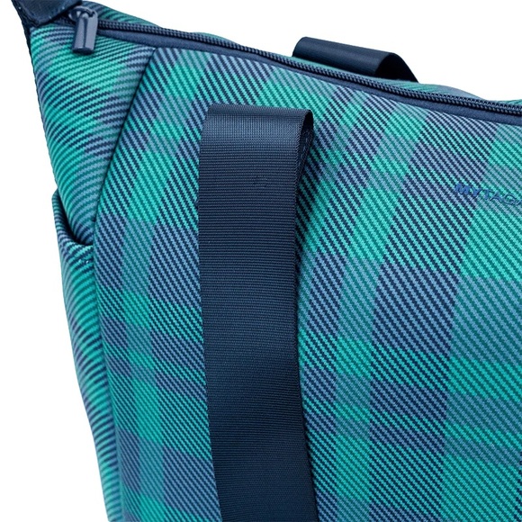 My Tagalongs Weekender Bag Blue Green Plaid Tote Neoprene Travel Bag Gym Bag - Picture 6 of 13